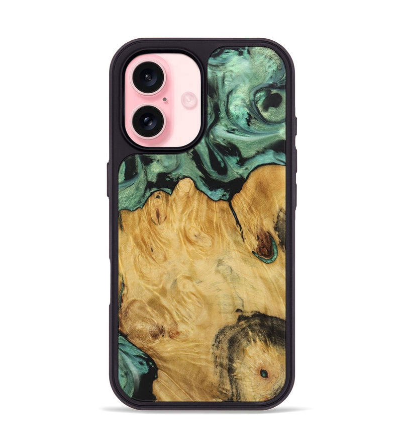 iPhone 16 Wood+Resin Phone Case - Shelby (Green, 722515)