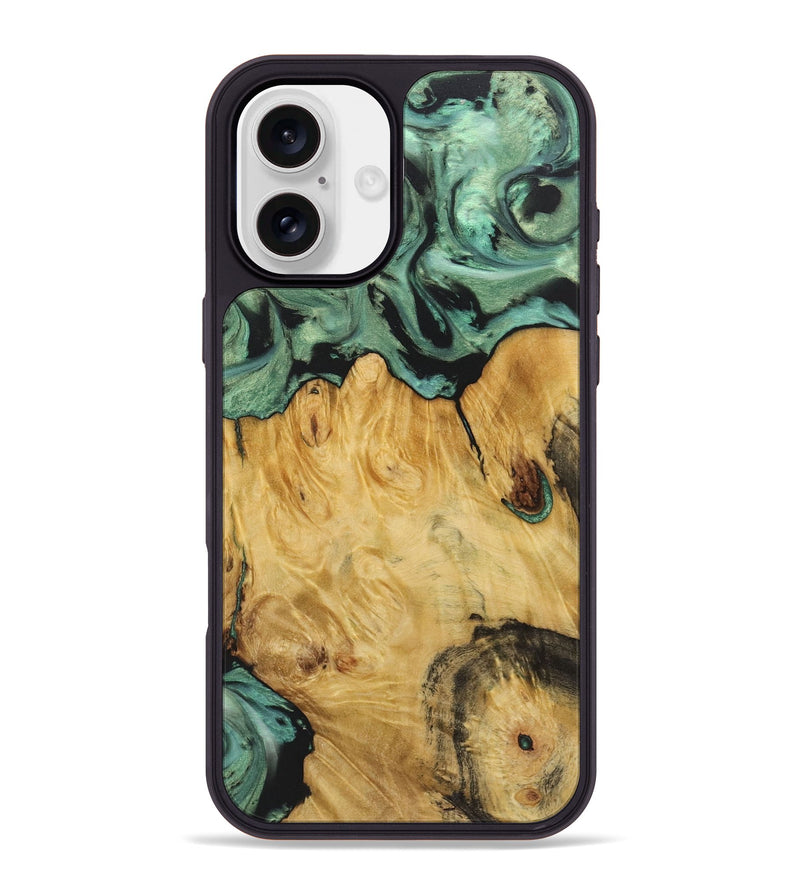 iPhone 16 Plus Wood+Resin Phone Case - Shelby (Green, 722515)