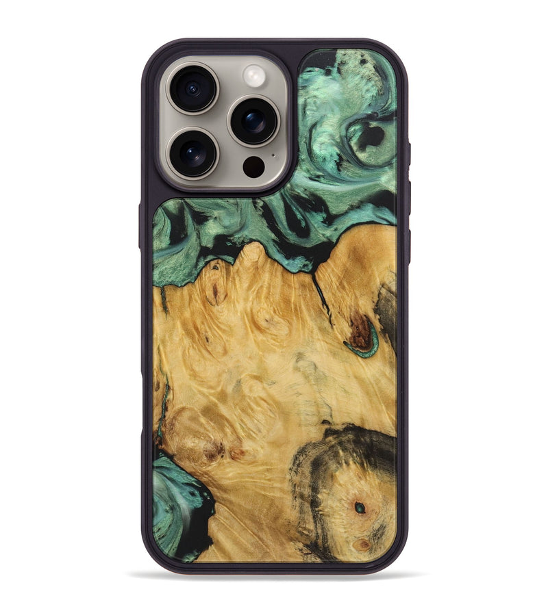 iPhone 16 Pro Max Wood+Resin Phone Case - Shelby (Green, 722515)