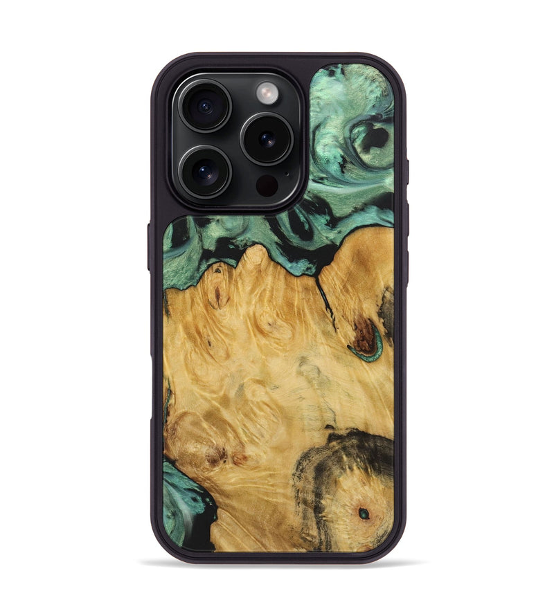 iPhone 16 Pro Wood+Resin Phone Case - Shelby (Green, 722515)