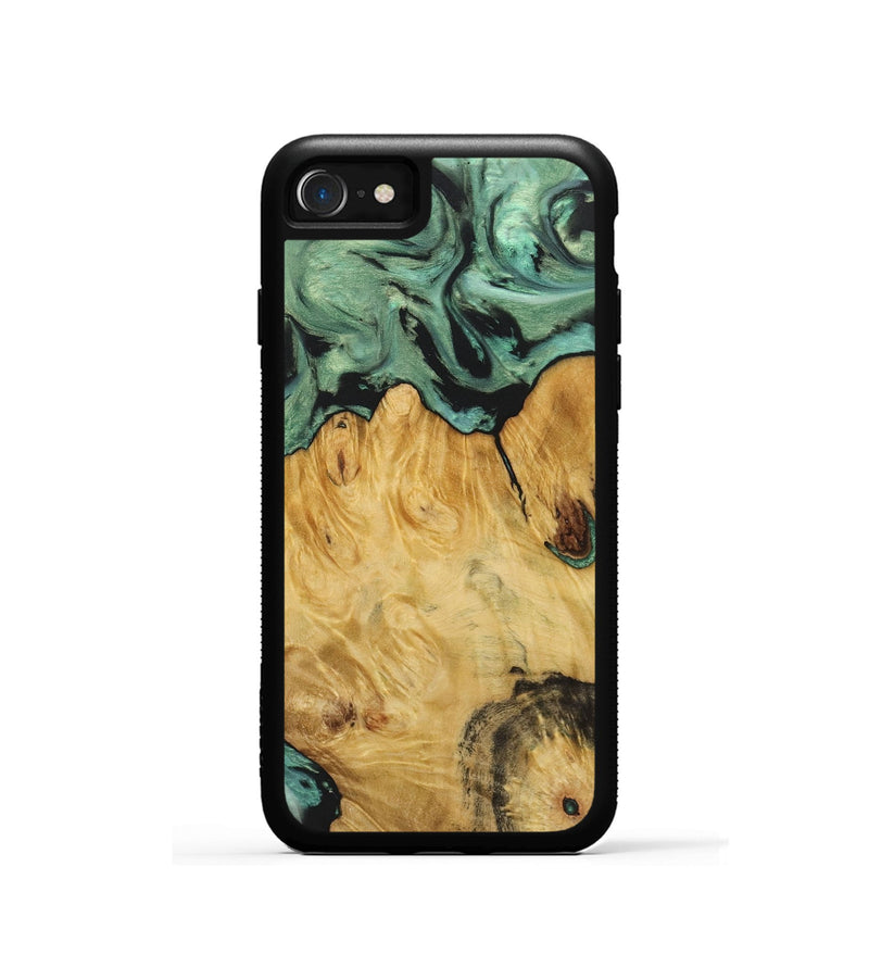 iPhone SE Wood+Resin Phone Case - Shelby (Green, 722515)