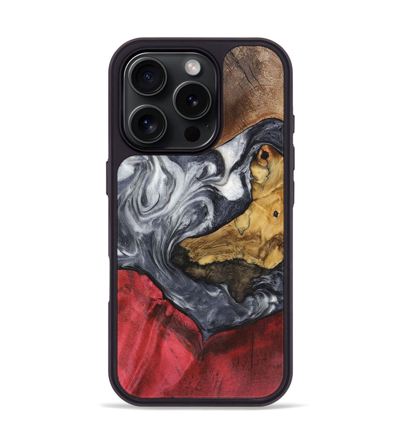 iPhone 16 Pro Wood+Resin Phone Case - Katelyn (Black & White, 722519)