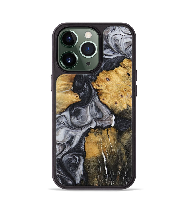 iPhone 13 Pro Wood+Resin Phone Case - Jamie (Black & White, 722524)