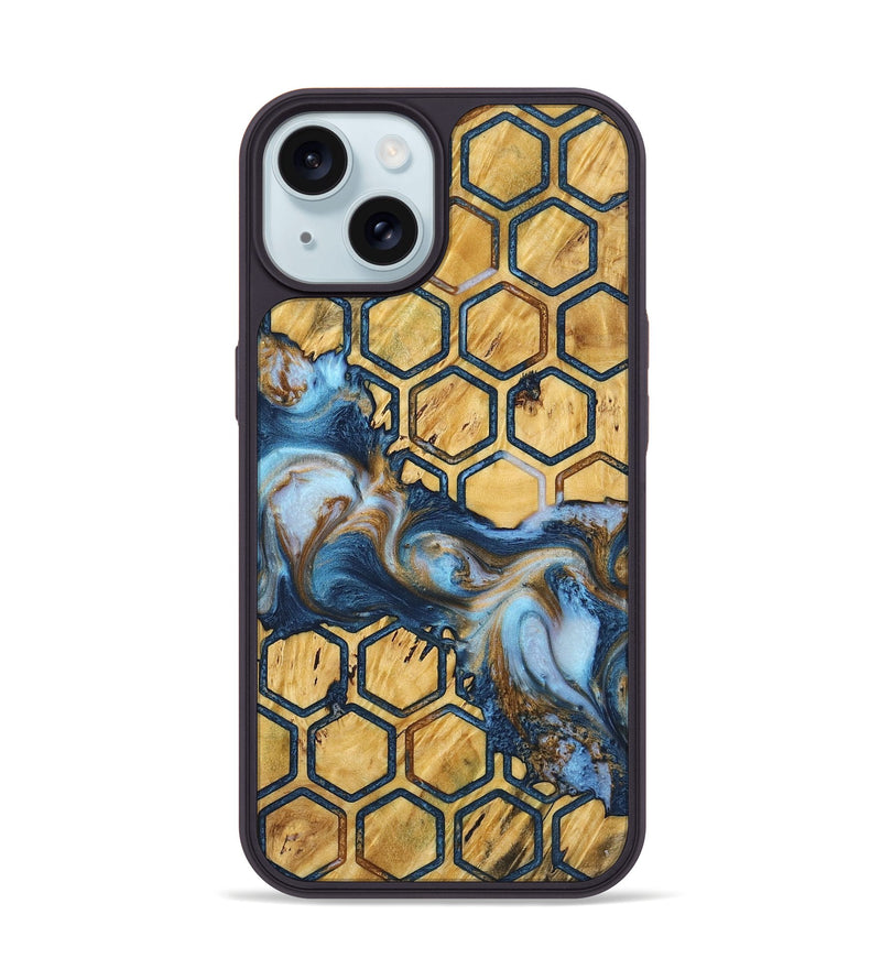 iPhone 15 Wood+Resin Phone Case - Elisa (Pattern, 722692)