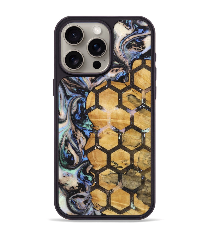 iPhone 15 Pro Max Wood+Resin Phone Case - Roxanne (Pattern, 722697)