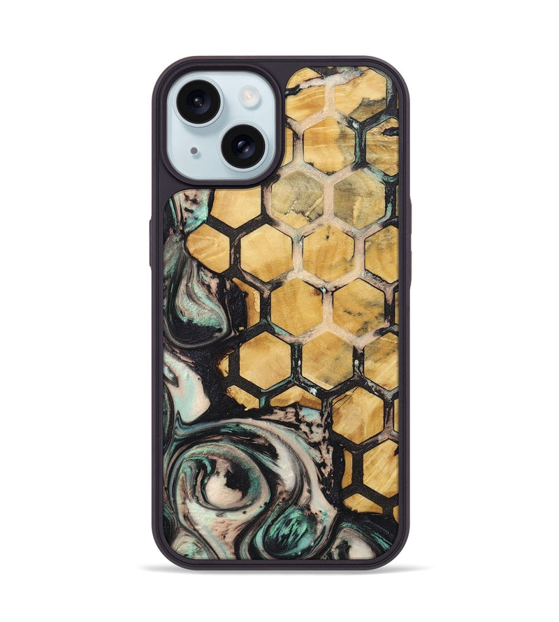 iPhone 15 Wood+Resin Phone Case - Aidan (Pattern, 722698)