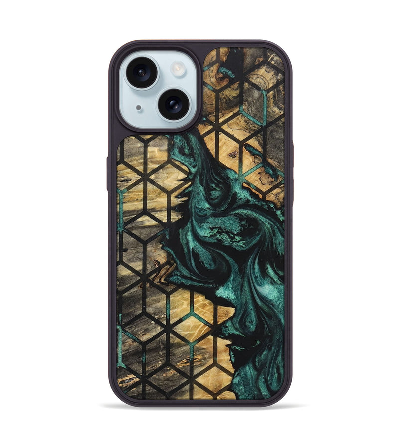 iPhone 15 Wood+Resin Phone Case - Emmanuel (Pattern, 722704)