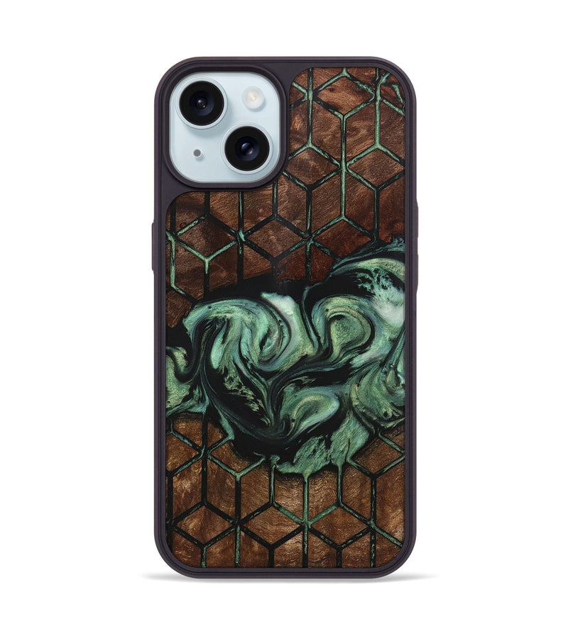 iPhone 15 Wood+Resin Phone Case - Timothy (Pattern, 722716)