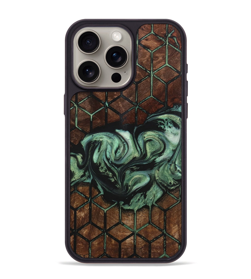 iPhone 15 Pro Max Wood+Resin Phone Case - Timothy (Pattern, 722716)