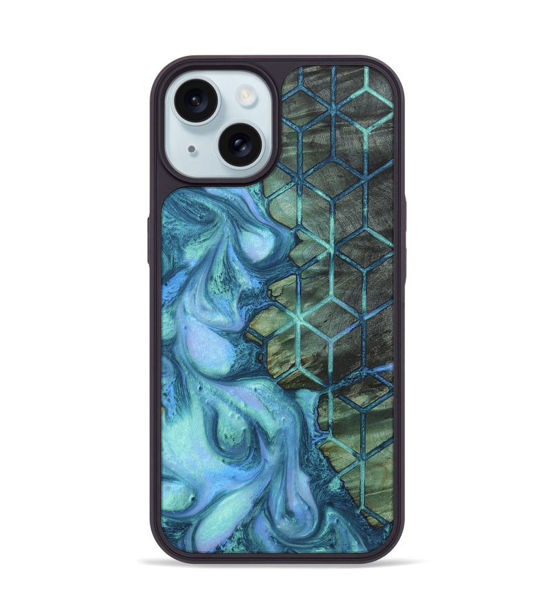 iPhone 15 Wood+Resin Phone Case - Willa (Pattern, 722719)