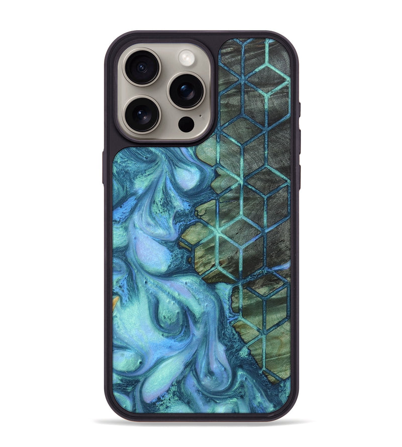 iPhone 15 Pro Max Wood+Resin Phone Case - Willa (Pattern, 722719)