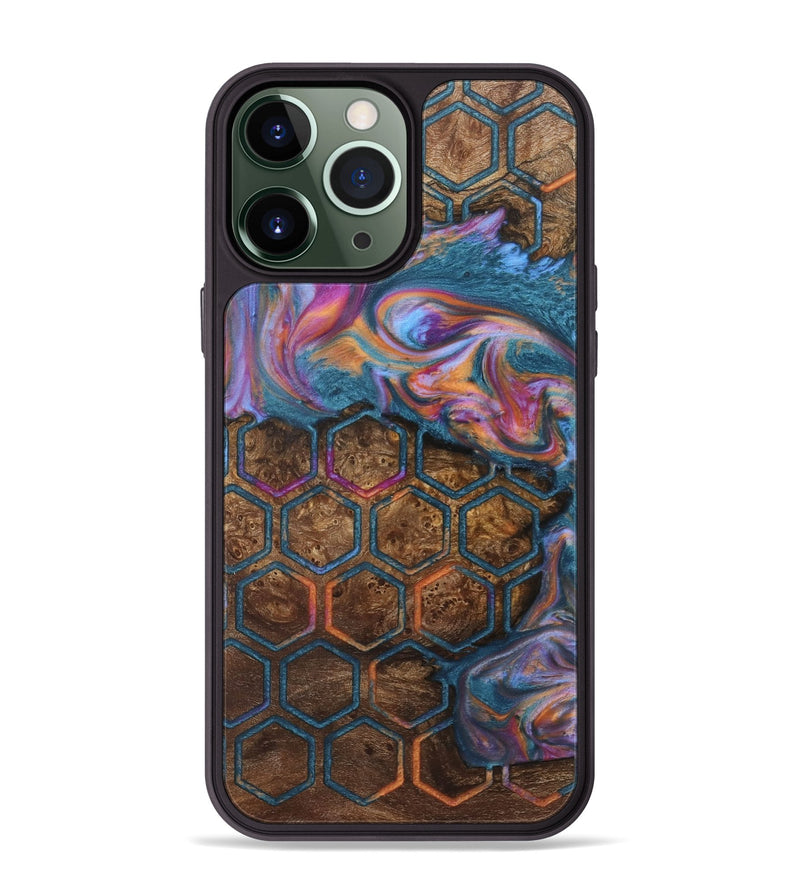 iPhone 13 Pro Max Wood+Resin Phone Case - Olga (Pattern, 722722)