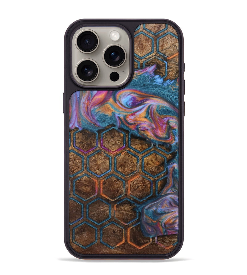 iPhone 15 Pro Max Wood+Resin Phone Case - Olga (Pattern, 722722)