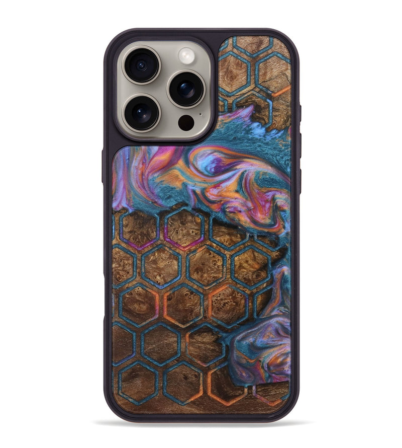 iPhone 16 Pro Max Wood+Resin Phone Case - Olga (Pattern, 722722)