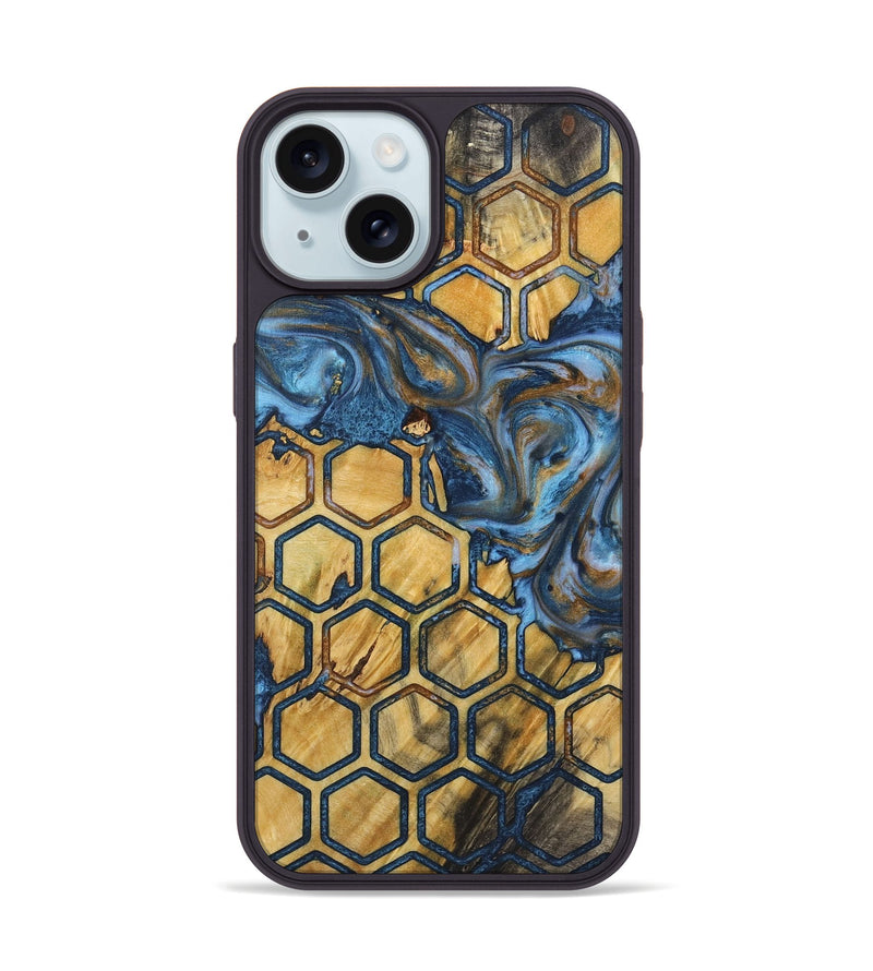 iPhone 15 Wood+Resin Phone Case - Edwin (Pattern, 722724)