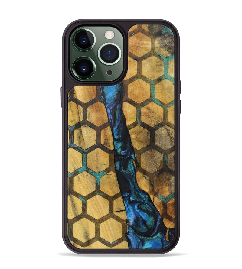 iPhone 13 Pro Max Wood+Resin Phone Case - Jasper (Pattern, 722728)