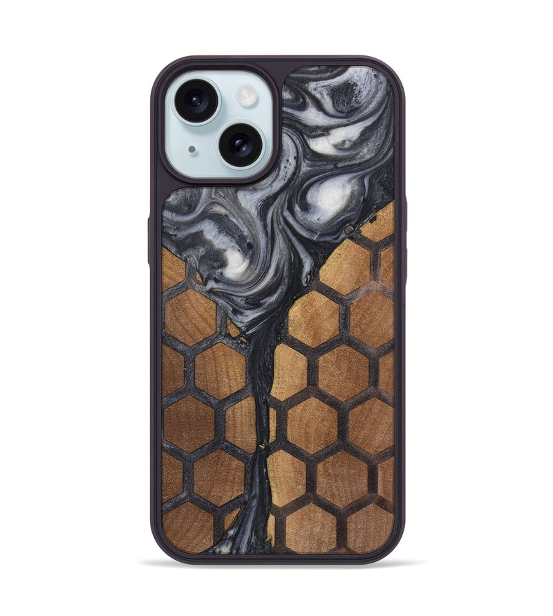 iPhone 15 Wood+Resin Phone Case - Analia (Pattern, 722729)