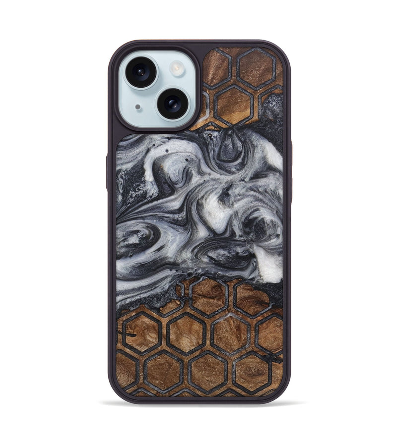 iPhone 15 Wood+Resin Phone Case - Perry (Pattern, 722730)