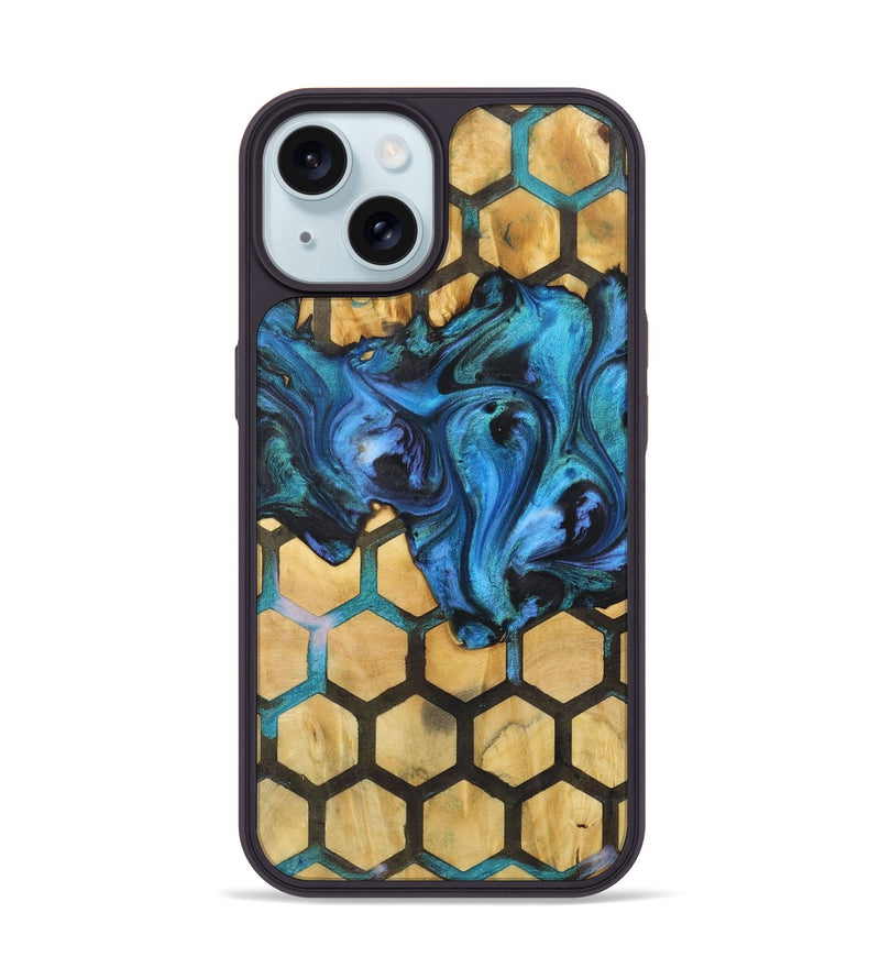 iPhone 15 Wood+Resin Phone Case - Kaylie (Pattern, 722732)