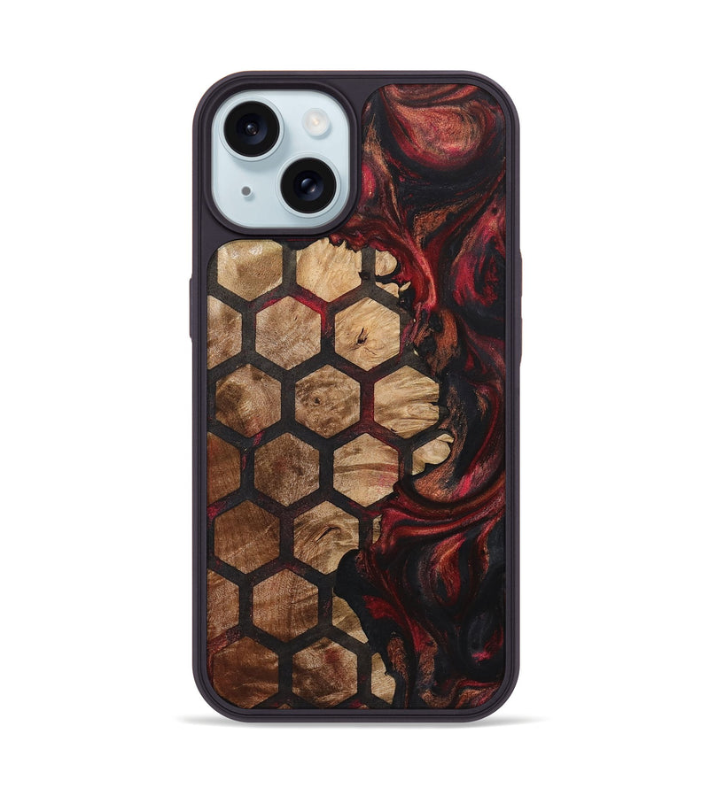 iPhone 15 Wood+Resin Phone Case - Mallory (Pattern, 722736)