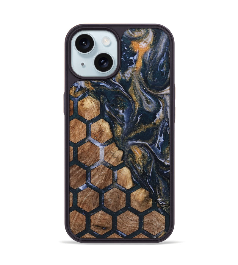 iPhone 15 Wood+Resin Phone Case - Cierra (Pattern, 722738)