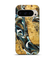 Pixel 9 Pro Wood+Resin Live Edge Phone Case - Gianni (Teal & Gold, 722753)