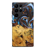 Galaxy S22 Ultra Wood+Resin Live Edge Phone Case - Ray (Teal & Gold, 722757)