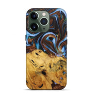 iPhone 13 Pro Wood+Resin Live Edge Phone Case - Ray (Teal & Gold, 722757)