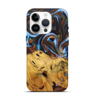 iPhone 15 Pro Wood+Resin Live Edge Phone Case - Ray (Teal & Gold, 722757)