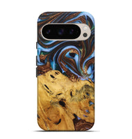 Pixel 9 Pro Wood+Resin Live Edge Phone Case - Ray (Teal & Gold, 722757)