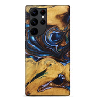 Galaxy S22 Ultra Wood+Resin Live Edge Phone Case - Peggy (Teal & Gold, 722760)