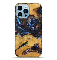 iPhone 14 Pro Max Wood+Resin Live Edge Phone Case - Peggy (Teal & Gold, 722760)