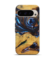 Pixel 9 Pro Wood+Resin Live Edge Phone Case - Peggy (Teal & Gold, 722760)