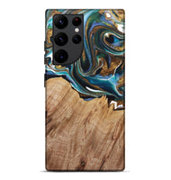 Galaxy S22 Ultra Wood+Resin Live Edge Phone Case - Jayden (Teal & Gold, 722767)