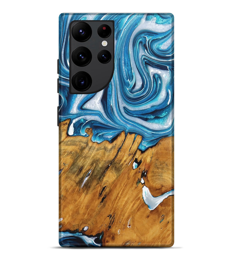 Galaxy S22 Ultra Wood+Resin Live Edge Phone Case - Matias (Blue, 722768)