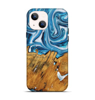 iPhone 14 Wood+Resin Live Edge Phone Case - Matias (Blue, 722768)