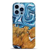 iPhone 14 Pro Max Wood+Resin Live Edge Phone Case - Matias (Blue, 722768)