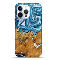 iPhone 15 Pro Max Wood+Resin Live Edge Phone Case - Matias (Blue, 722768)