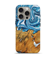 iPhone 16 Pro Wood+Resin Live Edge Phone Case - Matias (Blue, 722768)