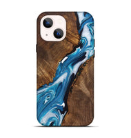 iPhone 14 Wood+Resin Live Edge Phone Case - Charles (Blue, 722769)