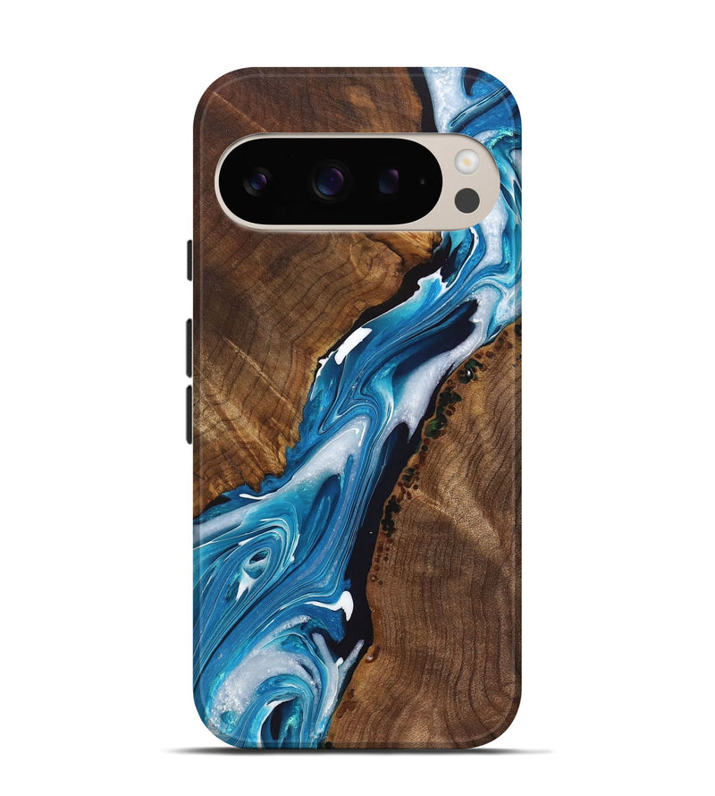 Pixel 9 Pro Wood+Resin Live Edge Phone Case - Charles (Blue, 722769)