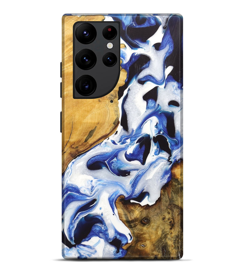 Galaxy S22 Ultra Wood+Resin Live Edge Phone Case - Lucille (Blue, 722770)