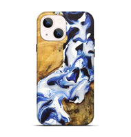 iPhone 14 Wood+Resin Live Edge Phone Case - Lucille (Blue, 722770)