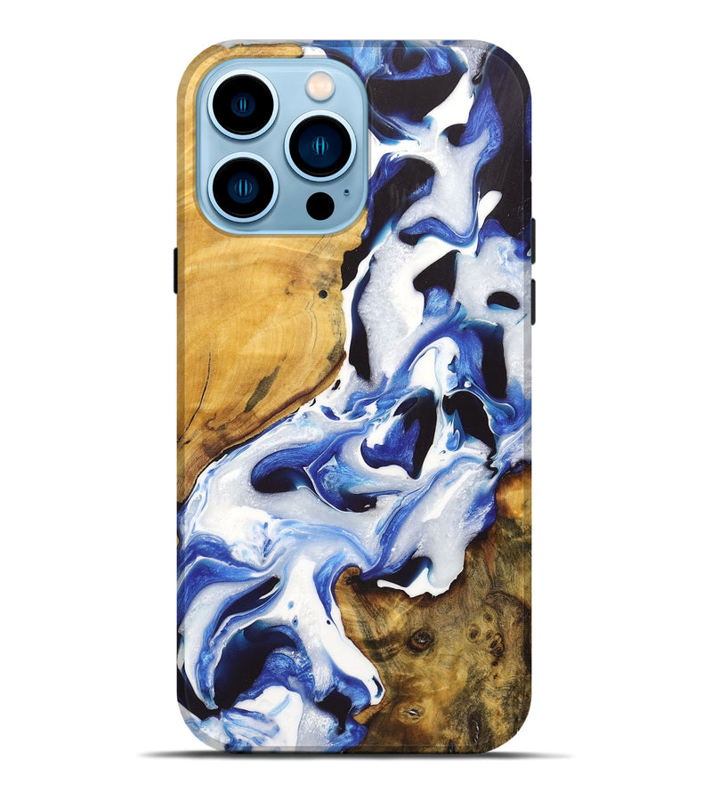 iPhone 14 Pro Max Wood+Resin Live Edge Phone Case - Lucille (Blue, 722770)