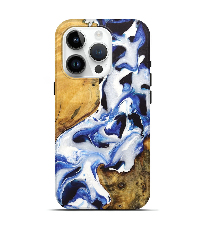 iPhone 15 Pro Wood+Resin Live Edge Phone Case - Lucille (Blue, 722770)