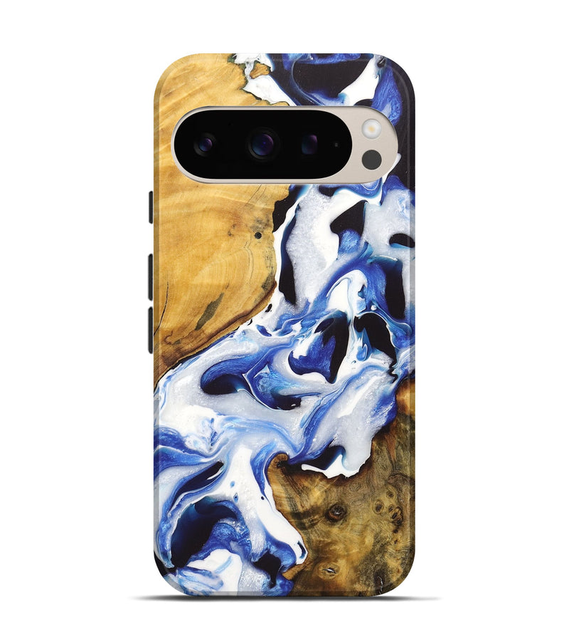 Pixel 9 Wood+Resin Live Edge Phone Case - Lucille (Blue, 722770)