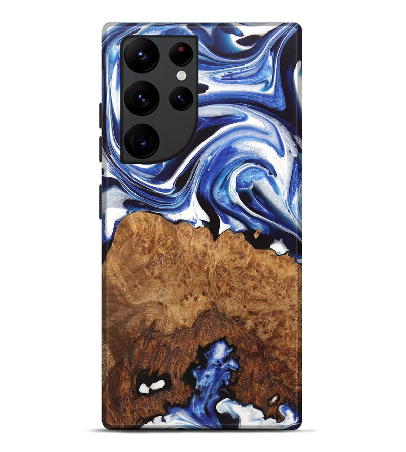 Galaxy S22 Ultra Wood+Resin Live Edge Phone Case - Adelyn (Blue, 722771)