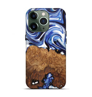 iPhone 13 Pro Wood+Resin Live Edge Phone Case - Adelyn (Blue, 722771)