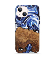 iPhone 14 Wood+Resin Live Edge Phone Case - Adelyn (Blue, 722771)