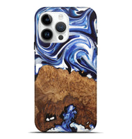 iPhone 15 Pro Max Wood+Resin Live Edge Phone Case - Adelyn (Blue, 722771)